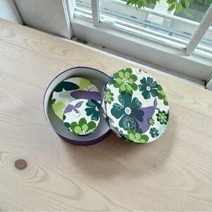 Floral Patterned Round Boxes with Lids